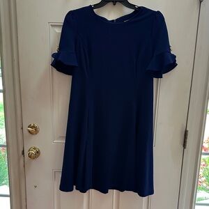 DKNY Navy Ruffle Sleeve Mini Dress